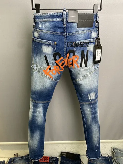 Dsquared2 Distressed Slim Jeans Icon Forever Print