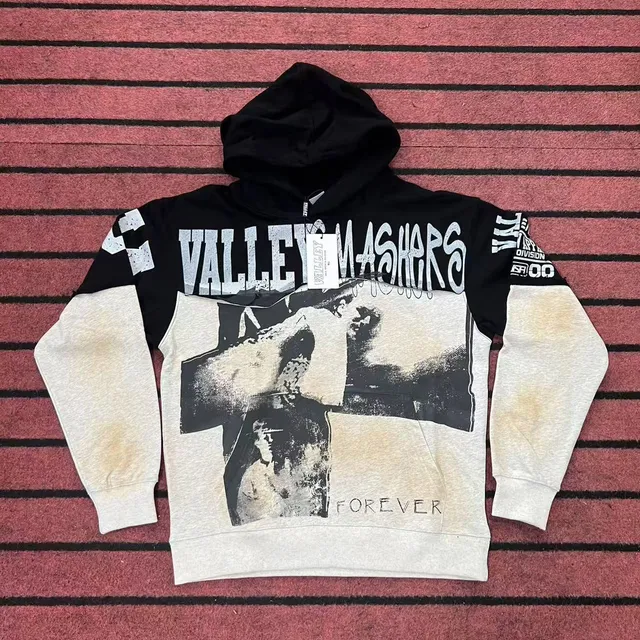 Vale Forever hoodie two-tone with Valley Mashers graphic and photo print