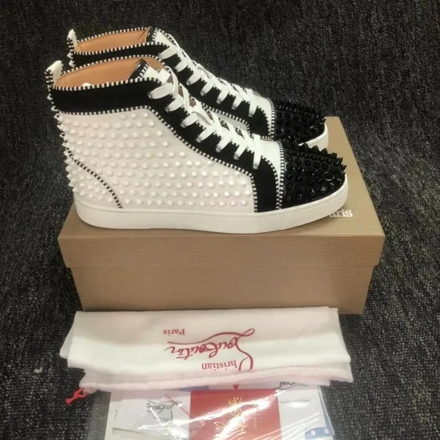 Christian Louboutin Louis Spikes High-Top White/Black Spiked