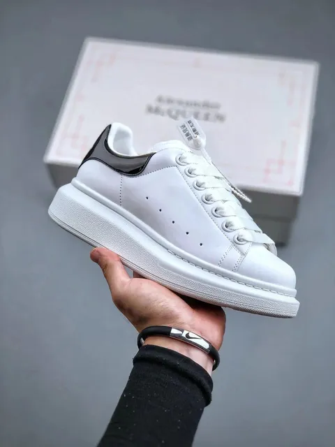 Alexander McQueen Oversized Sneaker White with Black Patent Heel