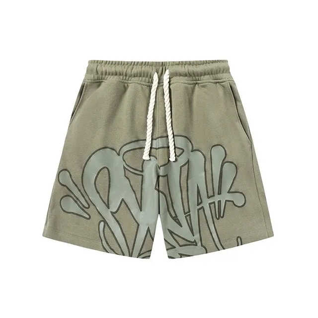 Syna World Graffiti Shorts Olive with Outline Print