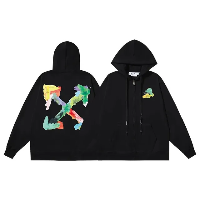 Off-White Zip-Up Hoodie Painted Arrow