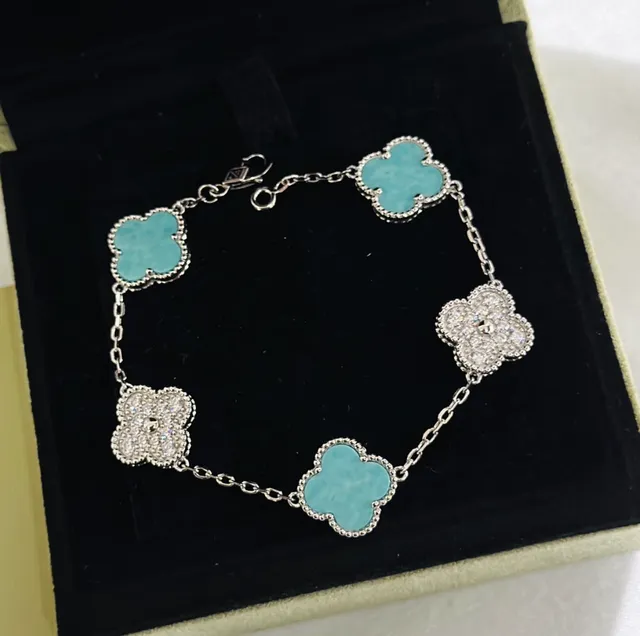 Van Cleef & Arpels Alhambra Bracelet Five Motifs Turquoise and Diamonds