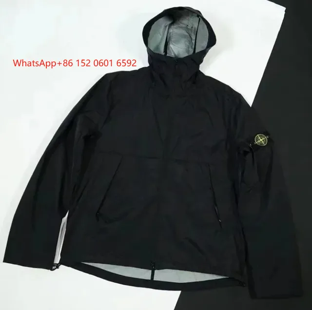 Stone Island Windbreaker Jacket Black with Yellow Compass Logo