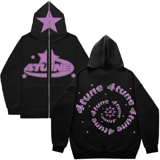4Tune Zip-Up Hoodie Star Logo Print