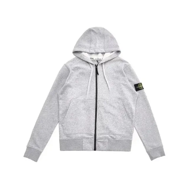 Stone Island Zip-Up Hoodie Heather Grey