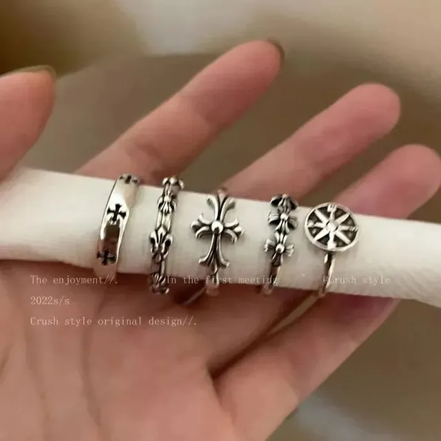做旧四叶草戒指五件套