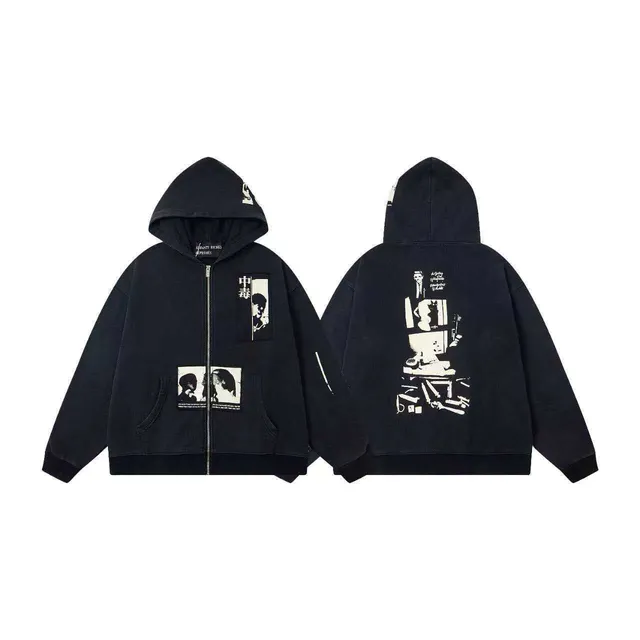 ER867黑拉链卫衣