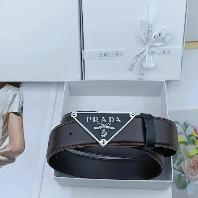 Prada Triangle Logo Belt Classic Triangle Buckle