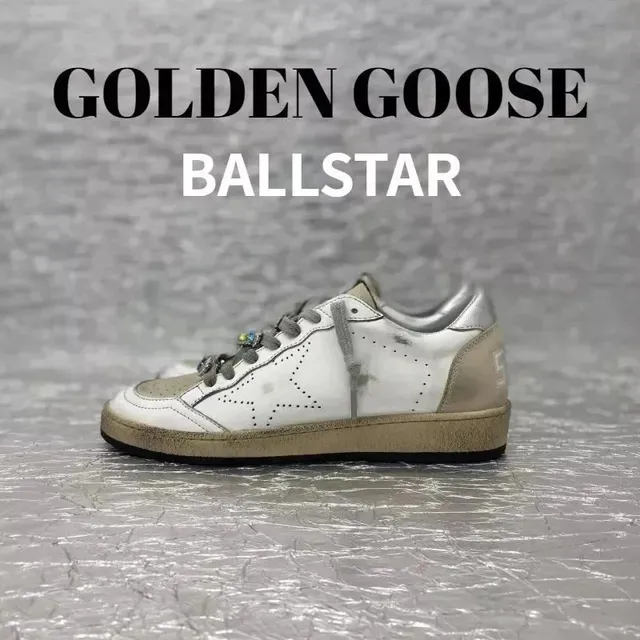 Golden Goose Ballstar Distressed White with Star Perforation