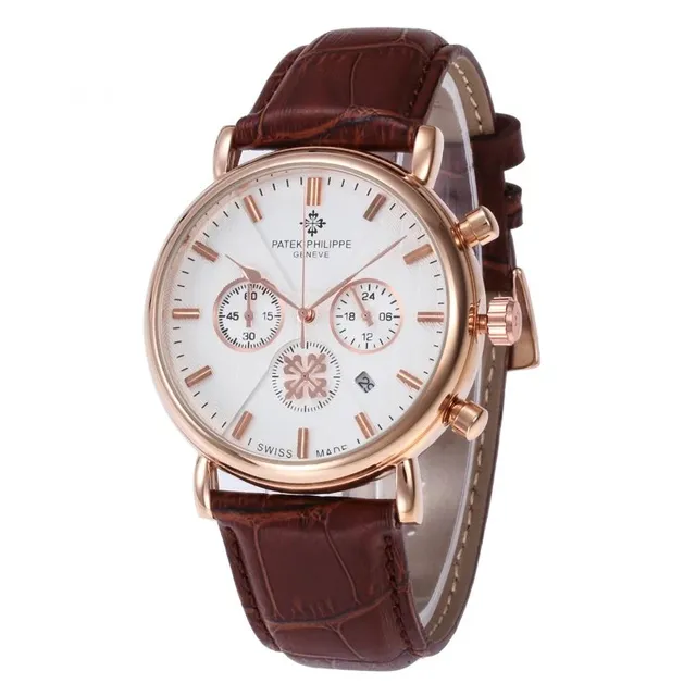 Patek Philippe Chronograph Rose Gold Case with Brown Alligator Strap