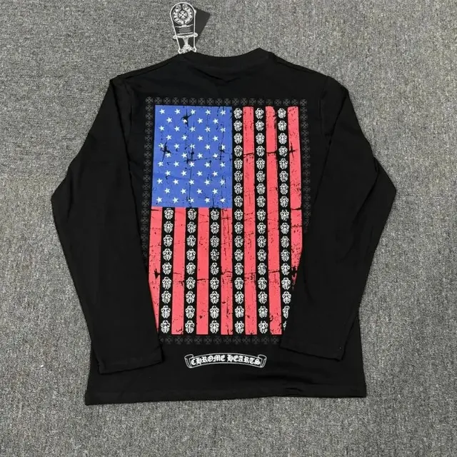 Chrome Hearts Long Sleeve Tee American Flag Skull Print