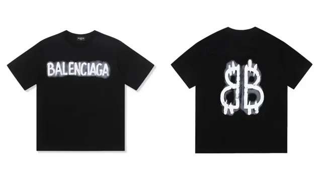 Balenciaga Logo Print T-Shirt Spray-Paint Effect
