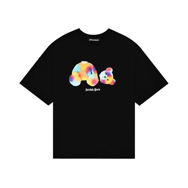 Palm Angels Graphic Tee Rainbow Bear Print