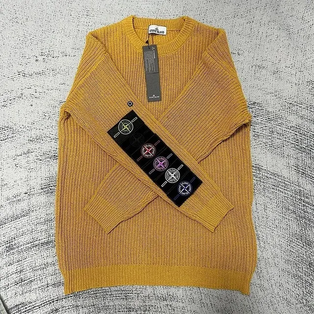 Stone Island Ribbed Knit Sweater Mustard Yellow