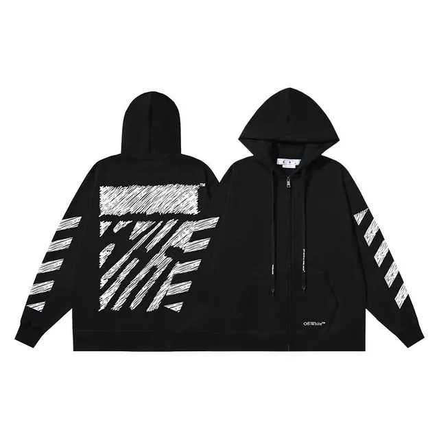 Off-White Zip-Up Hoodie Diagonal Arrow Print