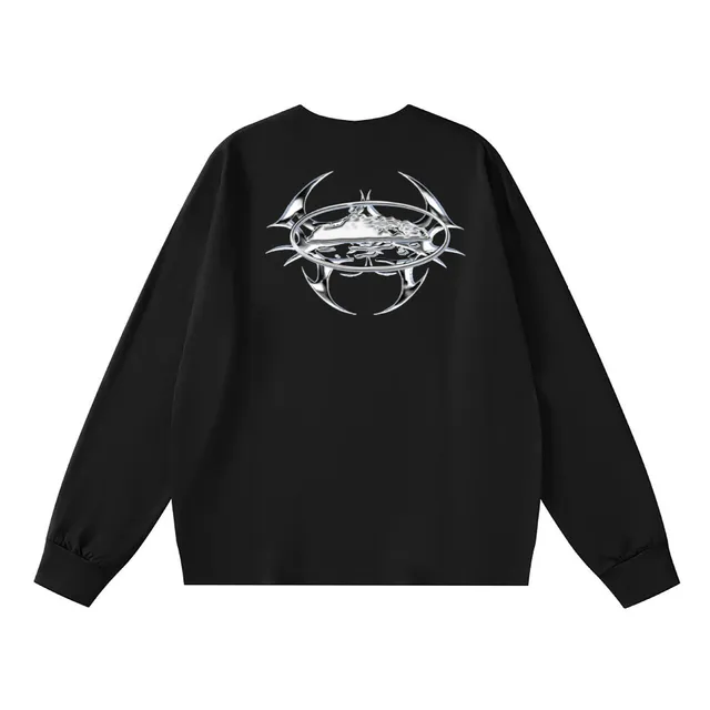 Broken Planet Long Sleeve Top Chrome Crab Graphic