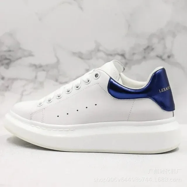 Alexander McQueen Oversized Sneaker White with Navy Heel Tab
