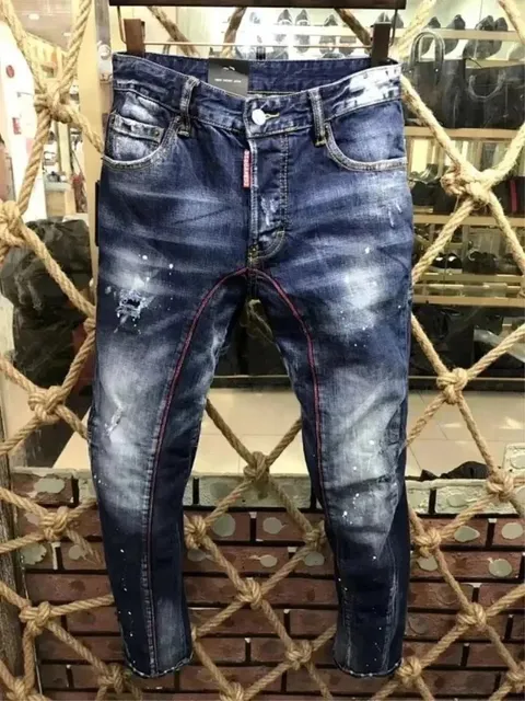 Dsquared2 Distressed Slim Jeans Paint-Splatter Wash