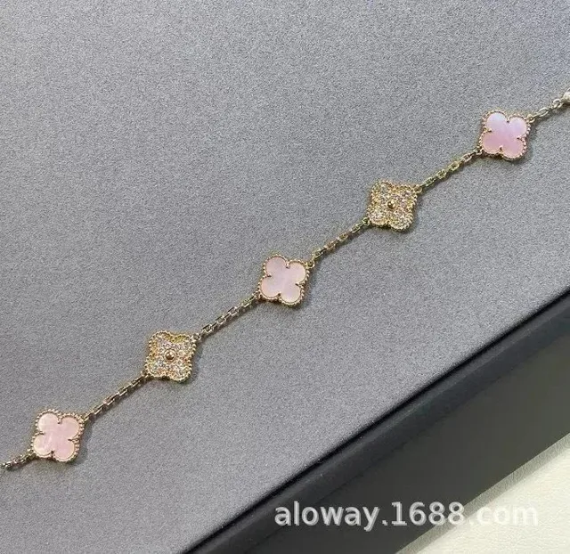 Van Cleef & Arpels Alhambra Bracelet Five Motifs with Pink Mother-of-Pearl