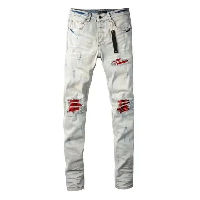 Amiri Distressed Jeans Red Panel Ripped