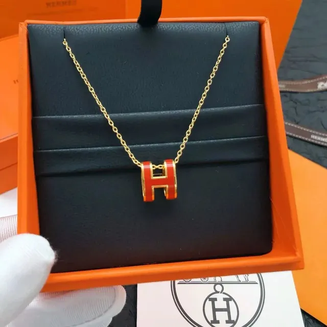 Hermès H Pendant Necklace Enamel H Charm