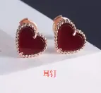 Van Cleef & Arpels Alhambra Heart Earrings Crimson Enamel