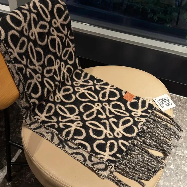 Loewe Anagram Scarf Black and Beige