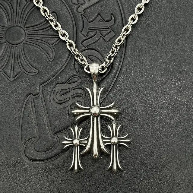 Chrome Hearts Triple Cross Pendant Sterling Silver