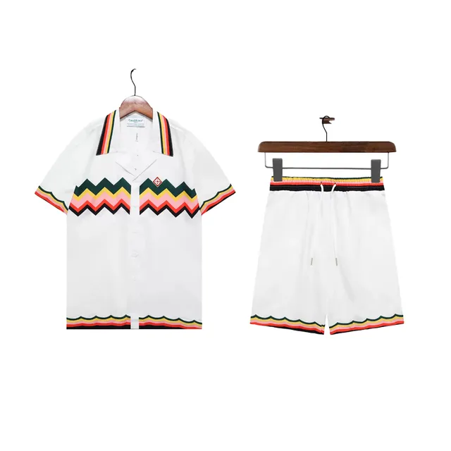 Casablanca Short-Sleeve Shirt and Shorts Set Zigzag Trim