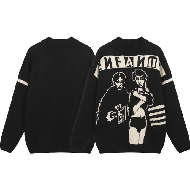 Knit Sweater Graphic Print
