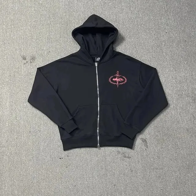 Corteiz × Slaughter Gang Zip-Up Hoodie Sword Logo