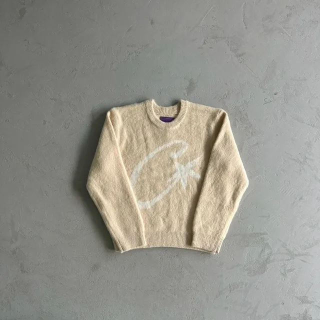 Chrome Hearts Crown Star Sweater Cream with White Logo