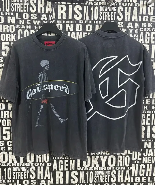 Godspeed Skeleton Surf Tee Washed Black