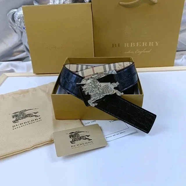 Burberry Equestrian Knight Belt Check and Leather