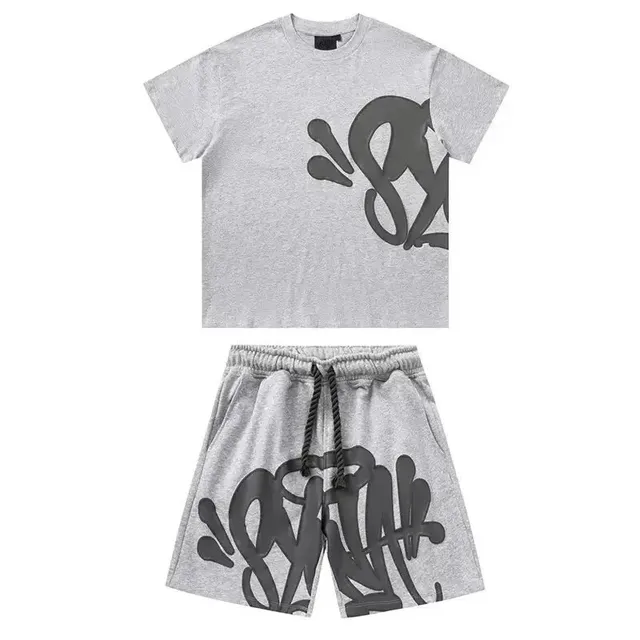 Graphic Tee and Shorts Set Graffiti Print