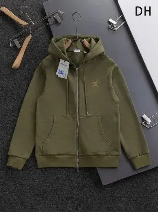 Burberry Olive Green Zip-Up Hoodie