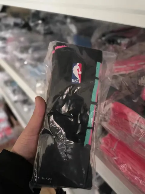 NBA Logo Socks Black with Pink and Teal Accents