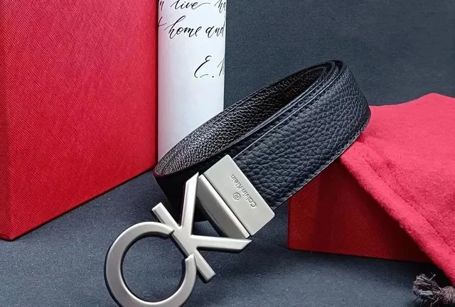 Calvin Klein CK Logo Belt PeBBled Leather