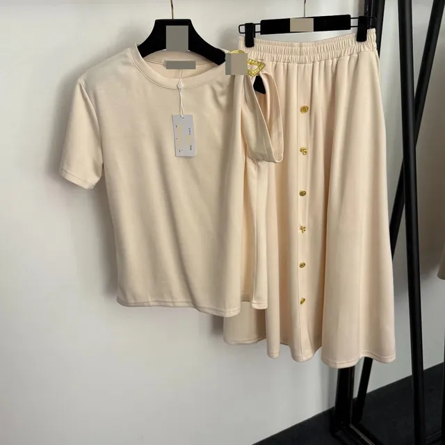 Two-Piece Set Button-Front Skirt & Cropped Top