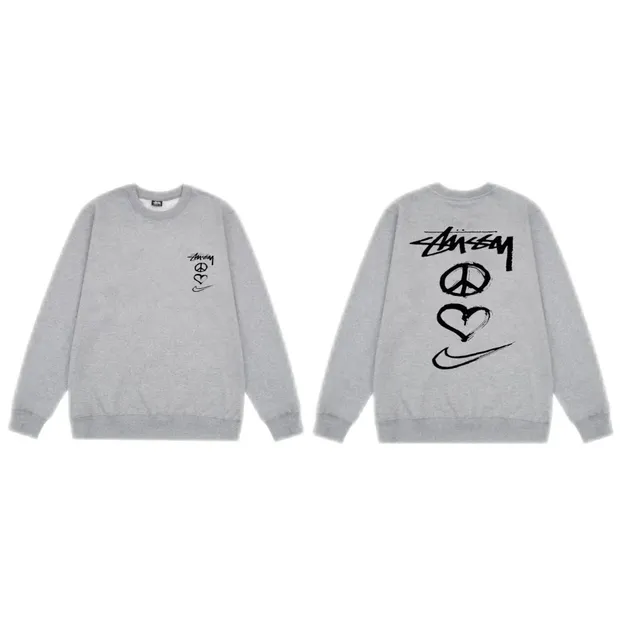 Stüssy × Nike Crewneck Sweatshirt Peace Heart Swoosh