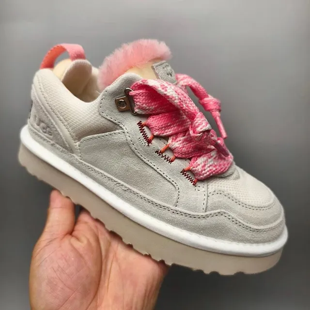 UGG Classic Mini Fluff Pink Knit Laces