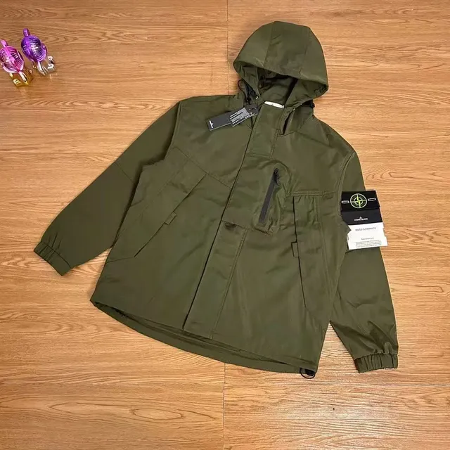 Stone Island Hooded Jacket Olive Green