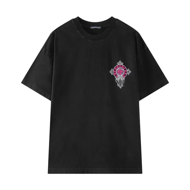 Chrome Hearts Cross Tee Pink Cross Embroidery