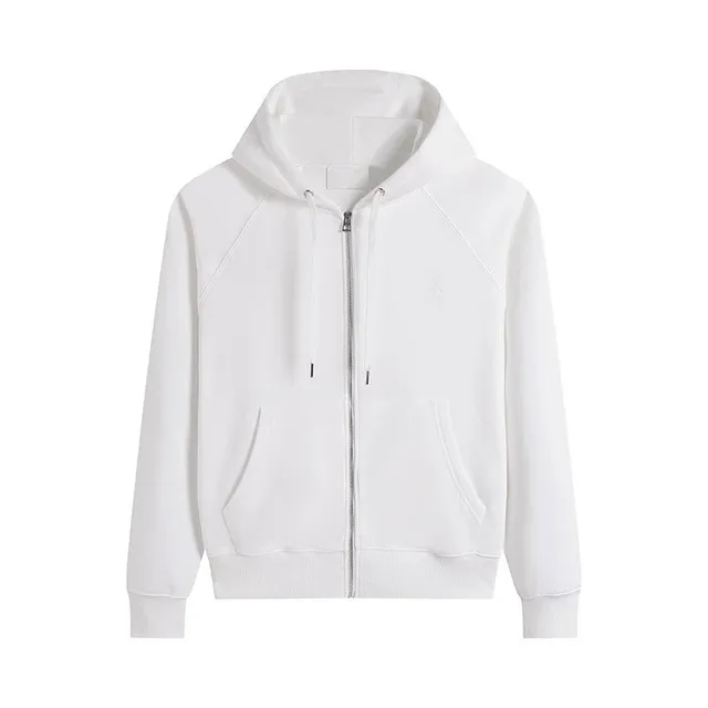 Zip-Up Hoodie Solid White