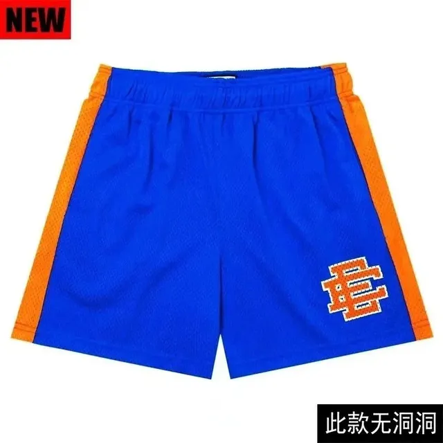 Mesh Shorts Blue with Orange Side Stripes