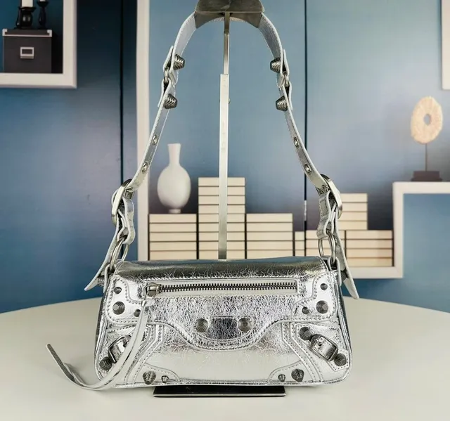 Balenciaga Le Cagole Metallic Silver