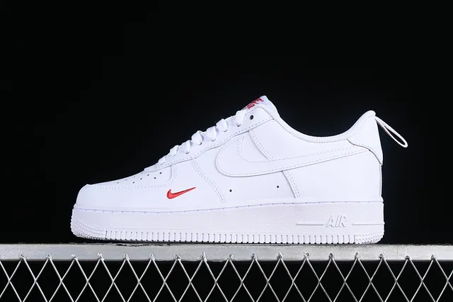 Nike Air Force 1 Low Triple White with Red Swoosh
