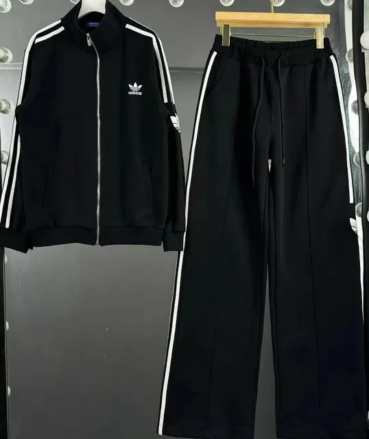 Adidas Track Suit Black with White Stripes