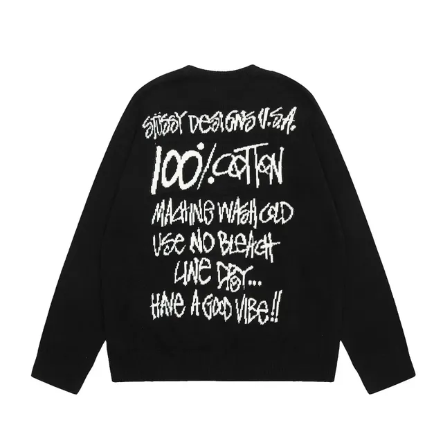 Stüssy Knit Sweater 100% Cotton Graphic Back